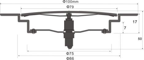 SZ106-10R Ø 100mm 팝업 황동 카트리지가있는 원형 스테인레스 스틸 주방 분수 바닥 배수구 딸깍 소리